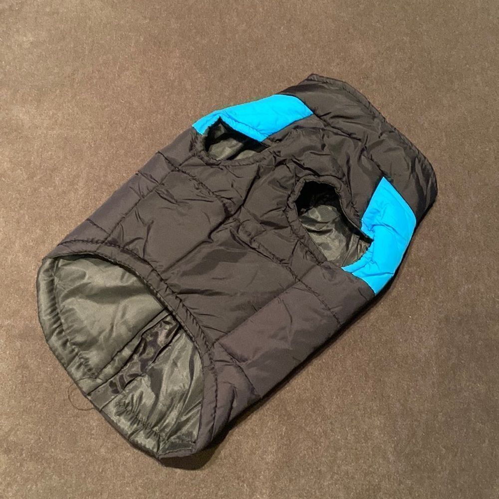 Dog Coat Black & Blue ZipUp No Pull Design D-Rings to attach Leash Size L NEW - Picture 2 of 7